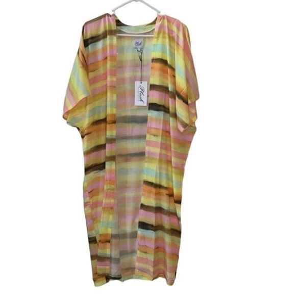 Plush Revolve Striped Oversized Kimono/ Swimwear Cover up(Size XSmall) - Picture 2 of 4